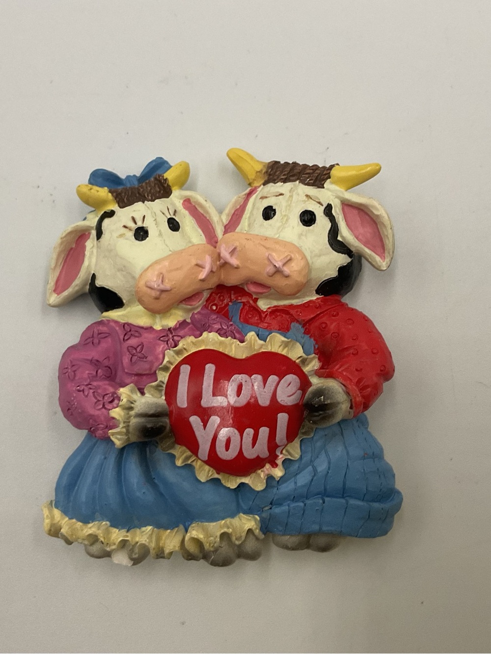 Mary's Moo Moo I Love You Magnet 104817 Enesco 1990s Cows Hearts Valentine Vtg